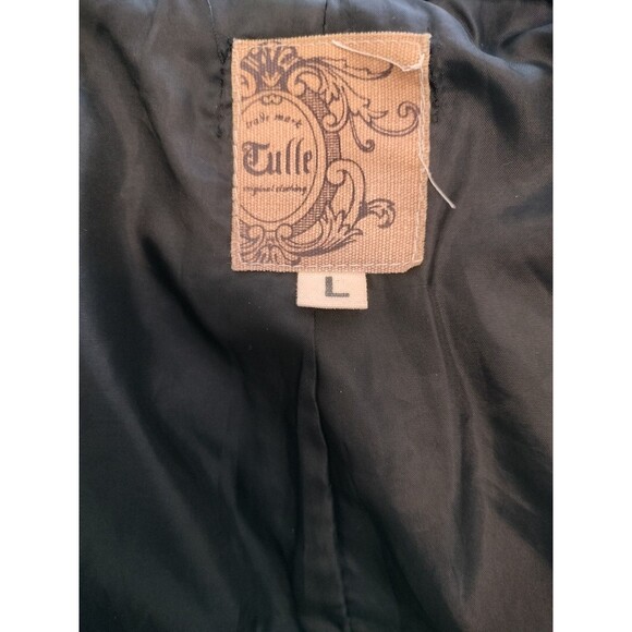 Anthropology Tulle Women's Black Hooded  Button Front Jacket. Size L - Picture 6 of 7